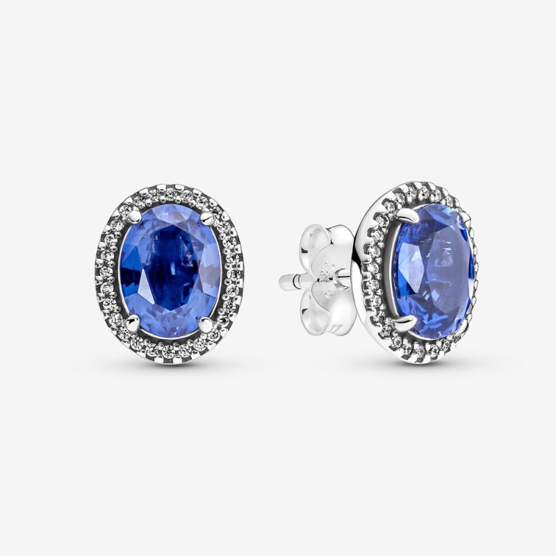 Pandora Sparkling OVAL Larg Earrings Blue + GIFT BOX