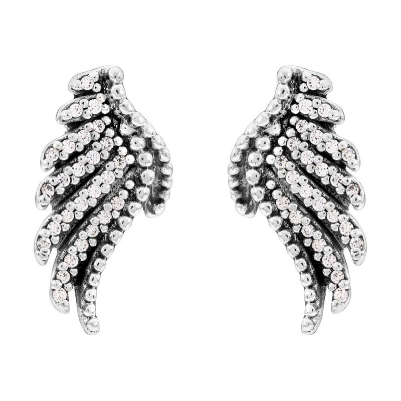 Pandora Phoenix majestic Feather Zircon Earrings Genuine ALE Silver