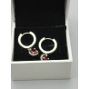 PANDORA EARRINGS HOOP Dangle Sparkling RED S925 with ORIGINAL BOX