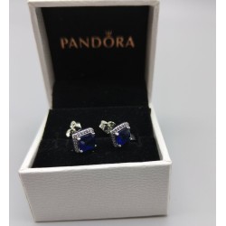 Pandora Original Earrings BLUE Alluring silver Sparkling + Free BOX