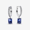 Pandora Blue Rectangular Sparkling Hoop Earrings Halo