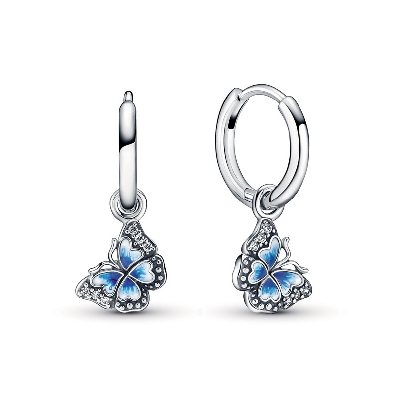 PANDORA Blue Butterfly Hoop Earrings