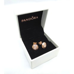 Pandora SIGNATURE SPARKLING Earrings Genuine ALE ROSE GOLD Original Gft box Stud