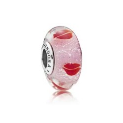 Genuine Pandora Faceted Murano Glass RED PINK Kiss Bead Charm ALE 925