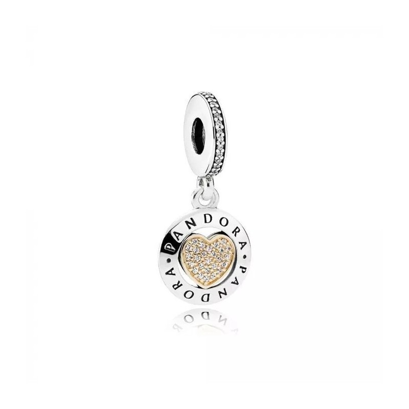 Pandora Logo Pavé Heart Dangle Charm