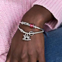 Pandora LOVE ESSENCE COLLECTION charm with faceted fuchsia rose crystal