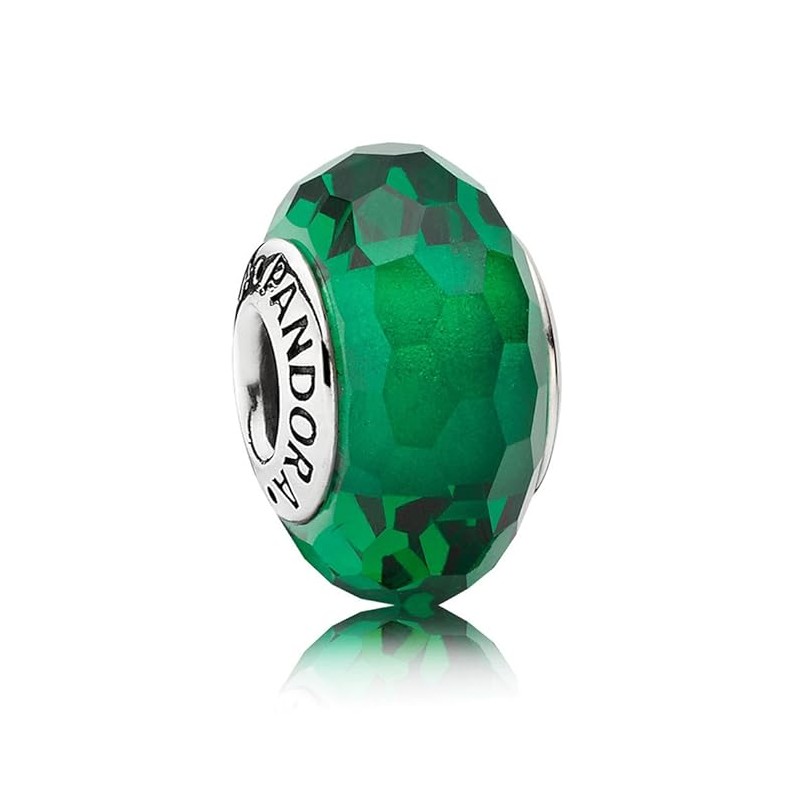 Pandora Green Murano Glass Charm with Faceted Beads, Crafted in Sterling Silver 925 ALE