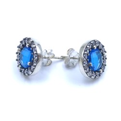 PANDORA Blue Round Sparkle Stud Earrings