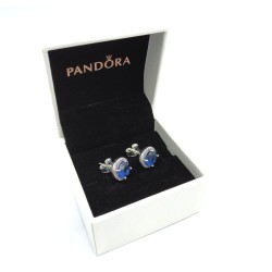 PANDORA Blue Round Sparkle Stud Earrings