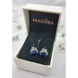 Pandora Sparkling OVAL Larg Earrings Blue + GIFT BOX