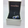 Pandora Sparkling OVAL Larg Earrings Blue + GIFT BOX