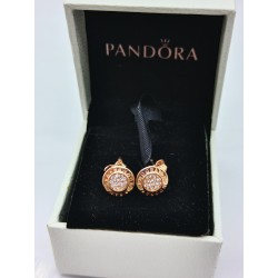 Pandora SIGNATURE SPARKLING Earrings Genuine ALE ROSE GOLD Original Gft box Stud