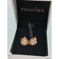 Pandora SIGNATURE SPARKLING Earrings Genuine ALE ROSE GOLD Original Gft box Stud