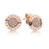 Pandora SIGNATURE SPARKLING Earrings Genuine ALE ROSE GOLD Original Gft box Stud