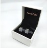 Pandora Halo SQUARE TIMELESS SPARKLING Earrings Genuine ALE Silver Original Gft box Stud