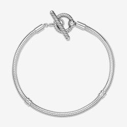 Genuine Original PANDORA SNAKE Moments T Bar Chain Bracelet Silver + BOX Chain