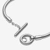 Genuine Original PANDORA SNAKE Moments T Bar Chain Bracelet Silver + BOX Chain