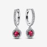 PANDORA EARRINGS HOOP Dangle Sparkling RED S925 with ORIGINAL BOX