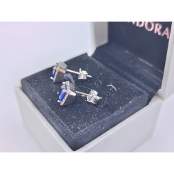 Pandora Original Earrings BLUE Alluring silver Sparkling + Free BOX