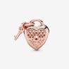 Pandora Moments Heart padlock and key rose gold-plated charm