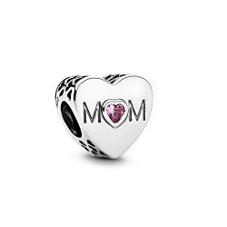 Mum heart silver charm with...