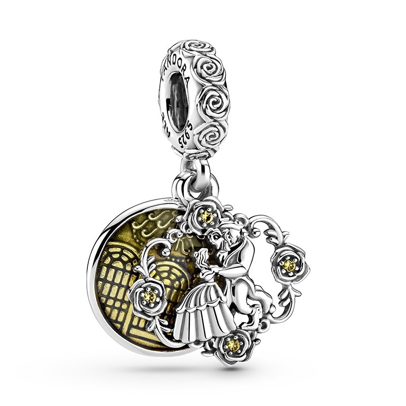 Genuine Pandora S925 Sterling Disney Beauty and the Beast Dancing Dangle Charm