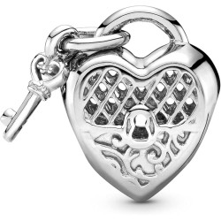 Pandora Silver Love You Lock Charm Heart and key padlock