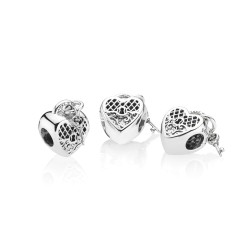 Pandora Silver Love You Lock Charm Heart and key padlock