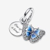 Pandora Blue Butterfly Quote Double Dangle Charm