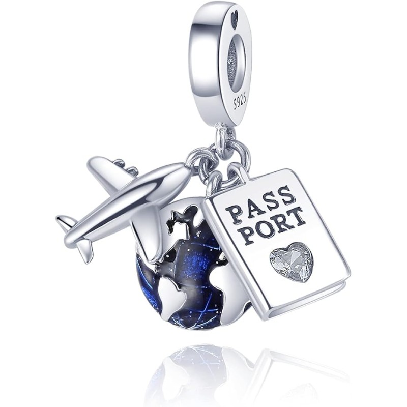 Pandora Passport Airplane Globe 925 Sterling Silver Pandora Fit Charm