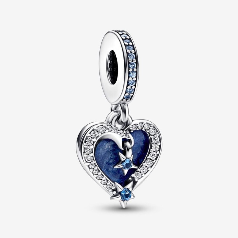 Pandora Celestial Shooting Star Heart Double Dangle Charm