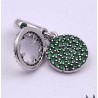 Clover silver dangle with royal green, aqua green crystal and clear cubic zirconia