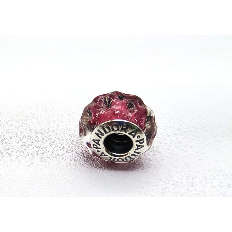 Wavy Fancy Pink Murano Glass Charm PANDORA 925 Sterling Silver Bead