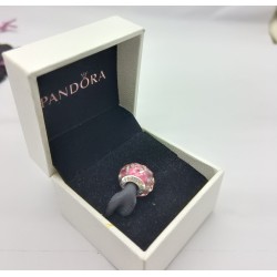 Wavy Fancy Pink Murano Glass Charm PANDORA 925 Sterling Silver Bead