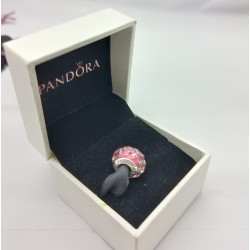 Wavy Fancy Pink Murano Glass Charm PANDORA 925 Sterling Silver Bead