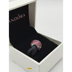 Wavy Fancy Pink Murano Glass Charm PANDORA 925 Sterling Silver Bead