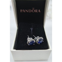 Pandora Sparkling OVAL Larg Earrings Blue + GIFT BOX