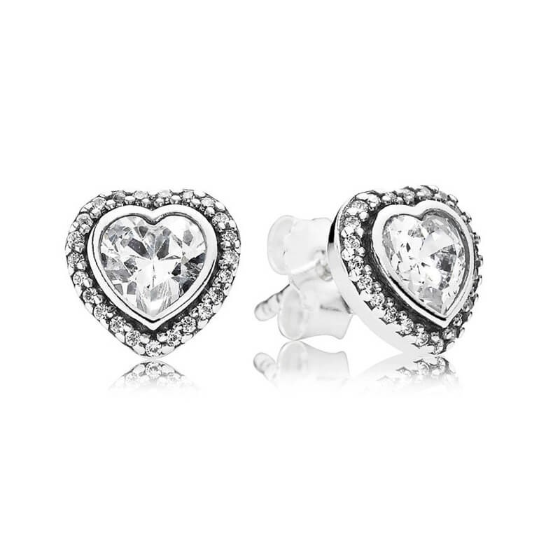 Pandora Sparkling Love Heart Stud Earrings 290568CZ New with Original Gift BOX