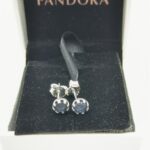 Blue Round Stud Earrings, silver tone and blue
