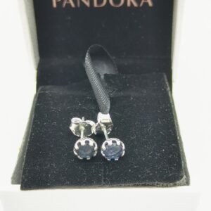 Blue Round Stud Earrings, silver tone and blue
