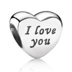 I Love You Heart Charm, silver tone, view 1