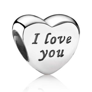 I Love You Heart Charm, silver tone, view 1