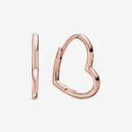 Pandora Asymmetric Heart Hoop Earrings, rose tone, view 1