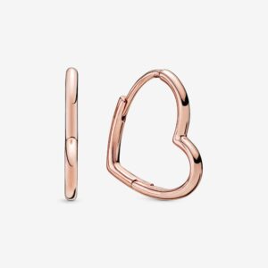 Pandora Asymmetric Heart Hoop Earrings, rose tone, view 1