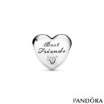 Pandora Best Friends Heart Charm, silver tone, view 1