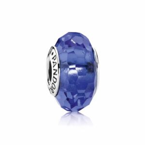 Pandora Blue Faceted Glass Bead Charm, blue, view 1