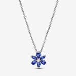 Pandora Blue Herbarium Cluster Pendant Necklace, silver tone and blue, view 1