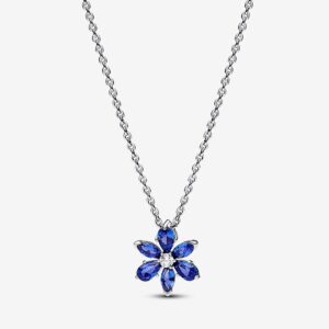 Pandora Blue Herbarium Cluster Pendant Necklace, silver tone and blue, view 1