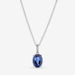 Pandora Blue Statement Halo Pendant Necklace, silver tone and blue, view 1