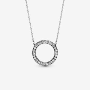 Pandora Circle of Sparkle Necklace, silver tone, view 1